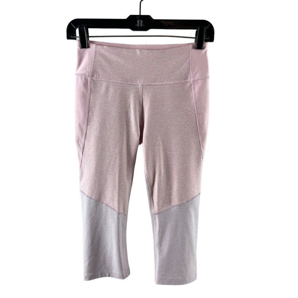 Outdoor Voices Colorblock Mid-Rise Cropped Leggings Small Pink Lavender Athletic